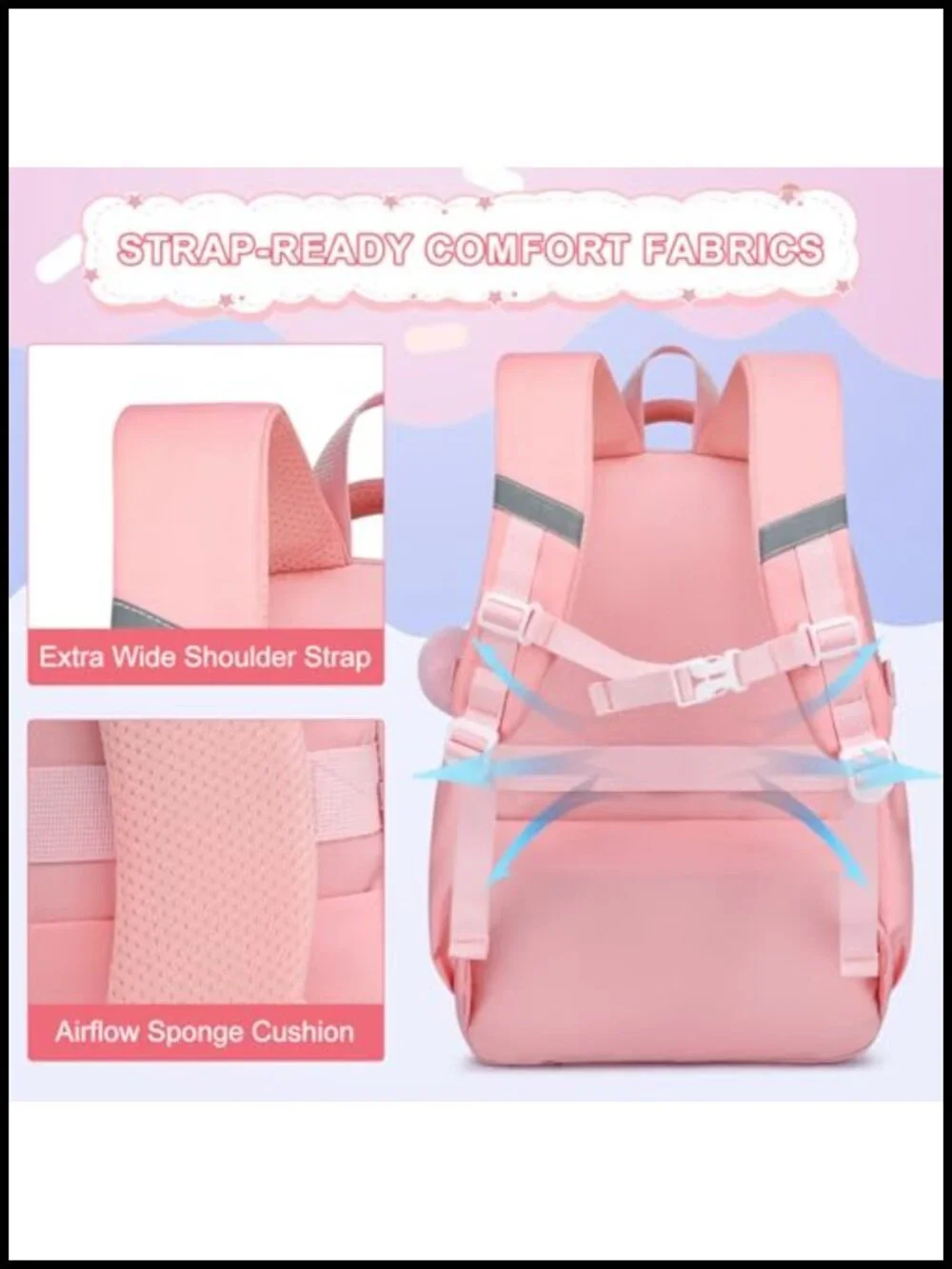 Girls School Backpack Set 3-Piece Bookbag with Lunch Box and Pencil Case